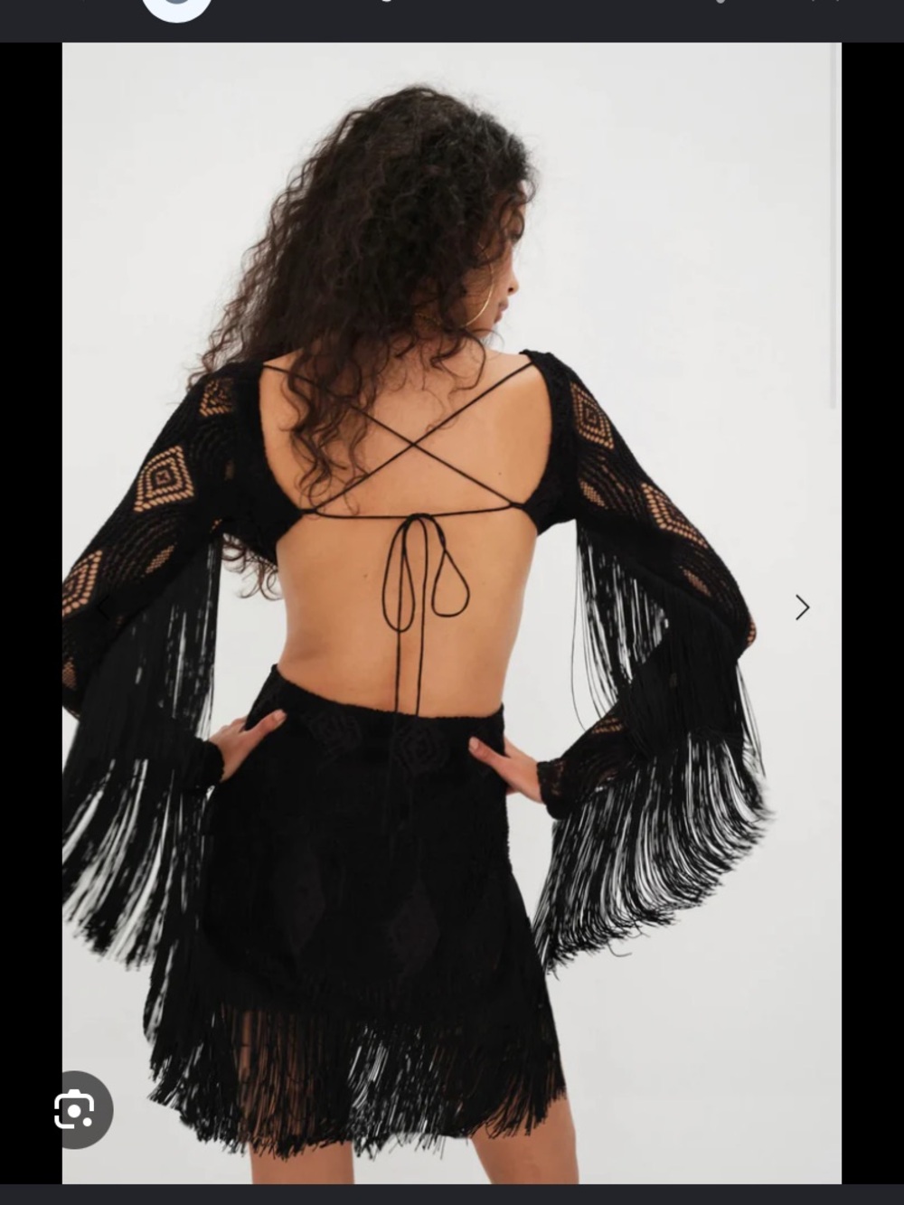 For Love & Lemons Black Backless Fringe Knit Dress